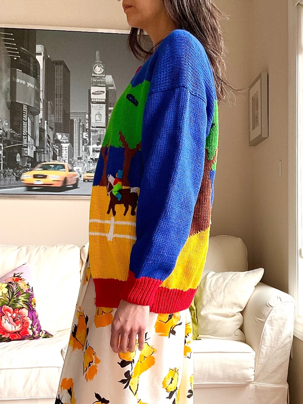 Horseriding themed 3D knit cardigan - Picture 4 of 15
